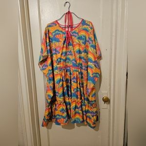 Unique Vintage Smak Parlour Happy Groovy Rainbows Mini Caftan PLUS SIZE
